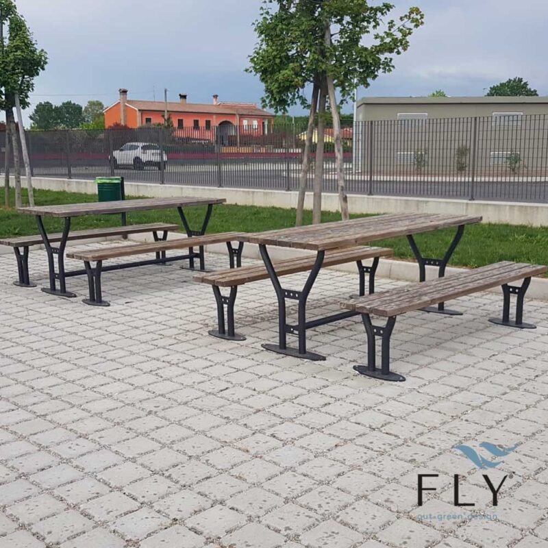 Village set with wood slats