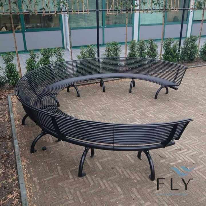 Rest bench curved with backrest - Fly srl