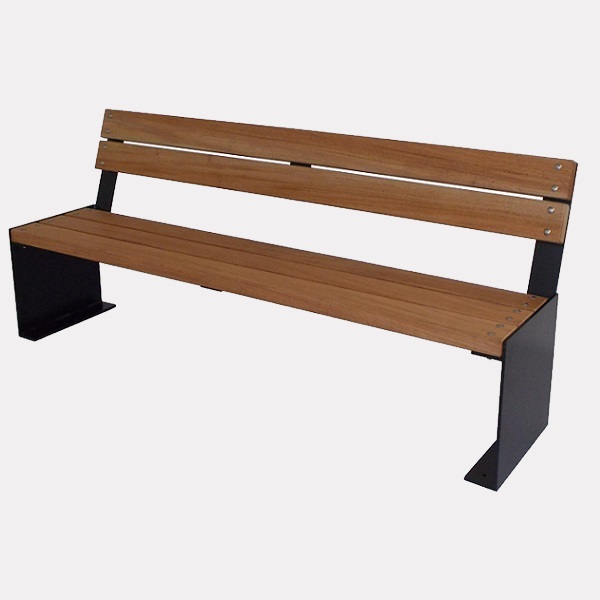 panchina con schienale in acciaio e legno Amburgo