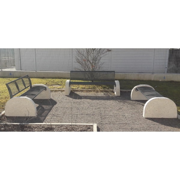 panchina con schienale in acciaio e cemento tauri classic