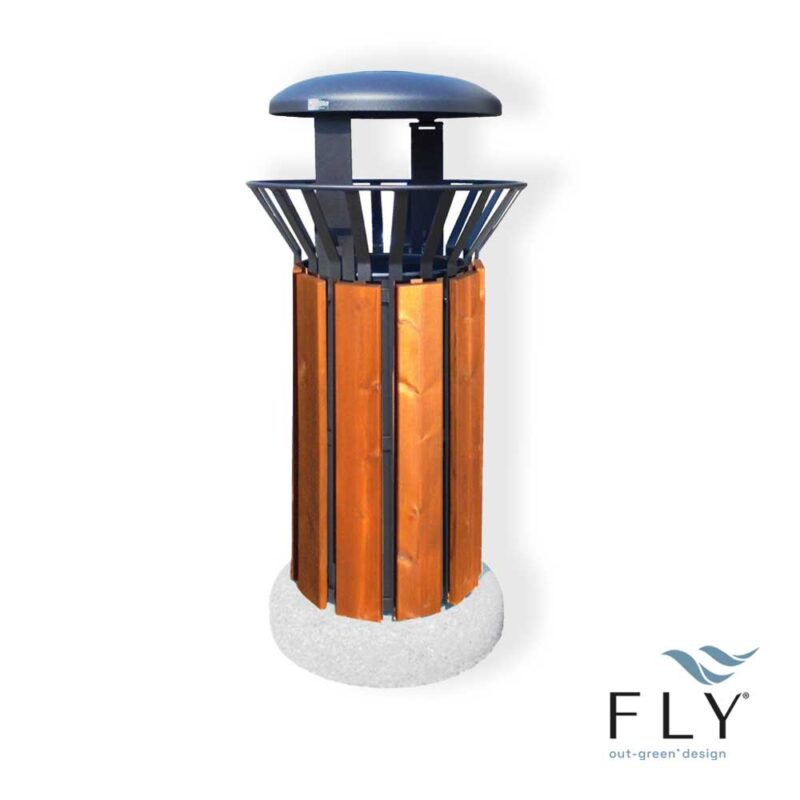 Corona Smog litter bin with wood slats